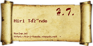 Hiri Tünde névjegykártya